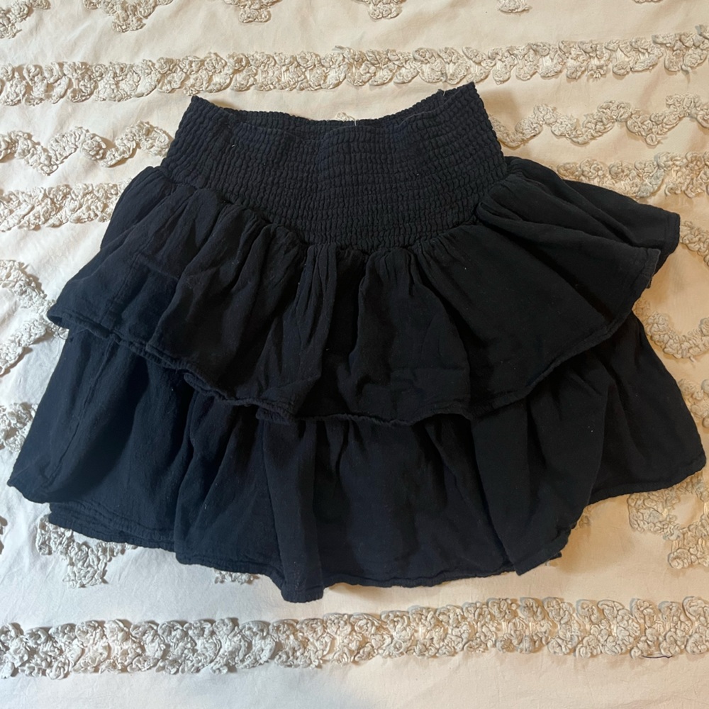 Elegant Black Tiered Mini Skirt